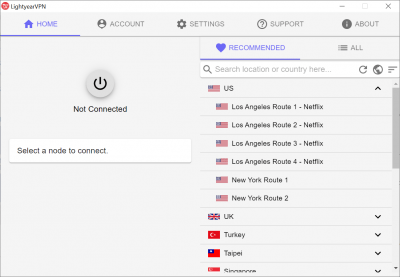 Screenshot of the application LightyearVPN - #1