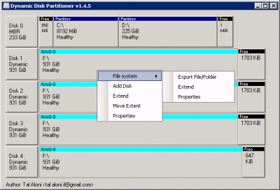 Screenshot of the application Dynamic Disk Partitioner - #1