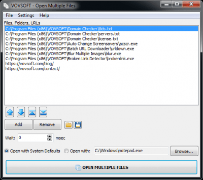 Screenshot of the application Open Multiple Files - #1