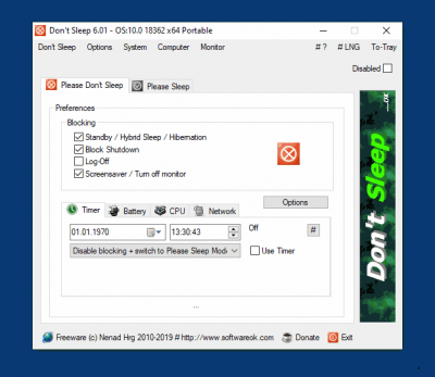 Screenshot of the application Don't Sleep - #1