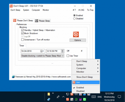 Screenshot of the application Don't Sleep - #3