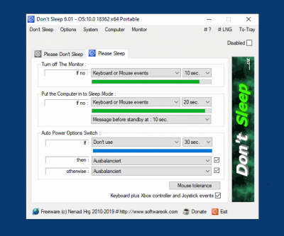 Screenshot of the application Don't Sleep - #4