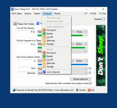Screenshot of the application Don't Sleep - #5