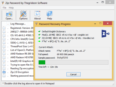 Screenshot of the application Thegrideon Software Zip Password - #2