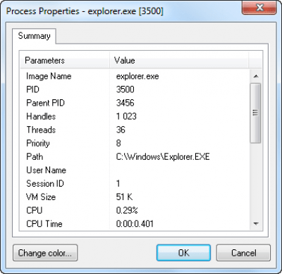 Screenshot of the application LizardSystems Remote Process Explorer - #11