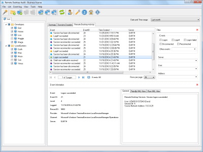 Screenshot of the application LizardSystems Remote Desktop Audit - #3