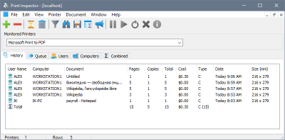 Screenshot of the application SoftPerfect Print Inspector - #2