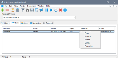 Screenshot of the application SoftPerfect Print Inspector - #3