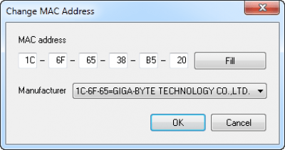Screenshot of the application LizardSystems Change MAC Address - #2
