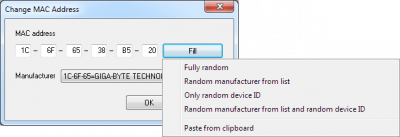 Screenshot of the application LizardSystems Change MAC Address - #4