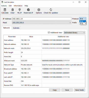 Screenshot of the application LizardSystems LanCalculator - #3