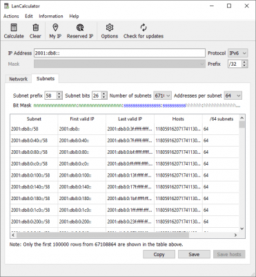 Screenshot of the application LizardSystems LanCalculator - #9