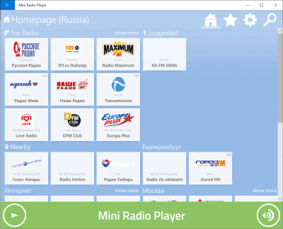 Screenshot of the application Mini Radio Player - #1