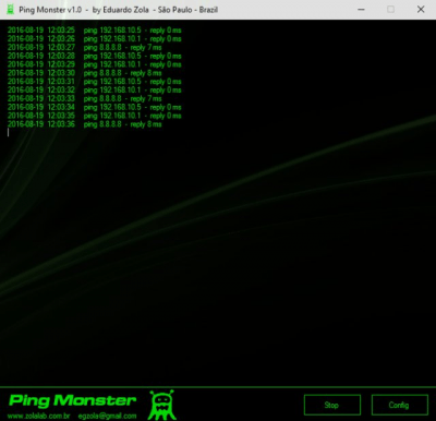 Screenshot of the application Ping Monster - #1