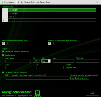 Screenshot of the application Ping Monster - #2