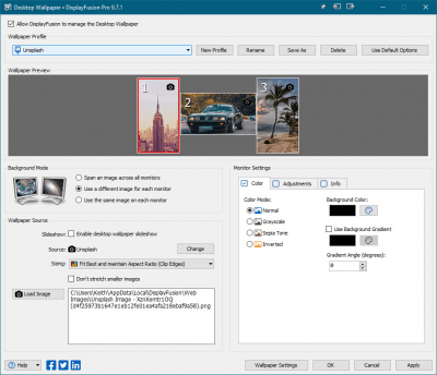 Screenshot of the application DisplayFusion Pro - #1