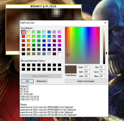 Screenshot of the application GetPixelColor - #3