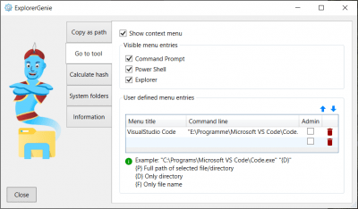 Screenshot of the application ExplorerGenie - #4