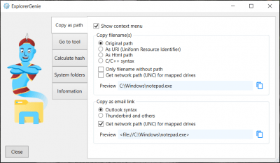 Screenshot of the application ExplorerGenie - #5
