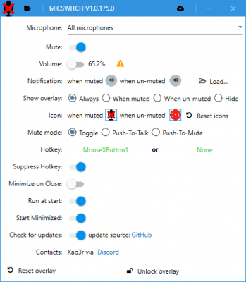 Screenshot of the application MicSwitch - #1