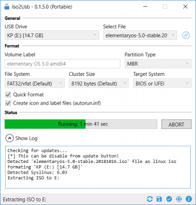 Screenshot of the application Iso2Usb - #1