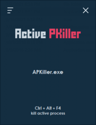 Screenshot of the application Active PKiller - #1