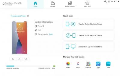 Screenshot of the application Tenorshare iCareFone - #7