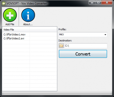 Screenshot of the application Vov Video Converter - #1