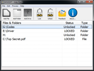 Screenshot of the application Hide Files - #1