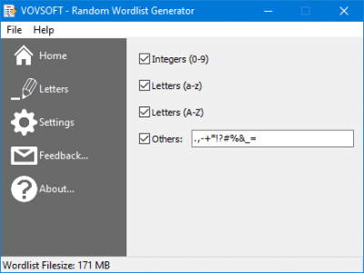 Screenshot of the application Random Wordlist Generator - #1