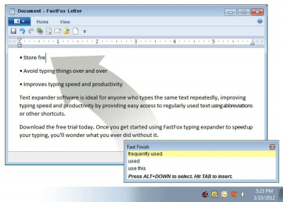 Screenshot of the application FastFox Text Expander - #1