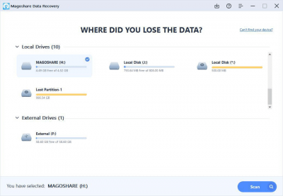 Screenshot of the application Magoshare Data Recovery - #1