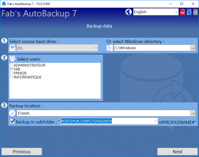 Screenshot of the application Fab's AutoBackup - #2