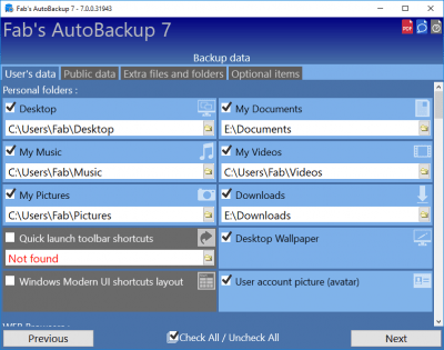 Screenshot of the application Fab's AutoBackup - #3