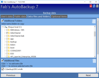 Screenshot of the application Fab's AutoBackup - #7