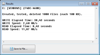 Screenshot of the application Vovsoft Disk Benchmark - #3