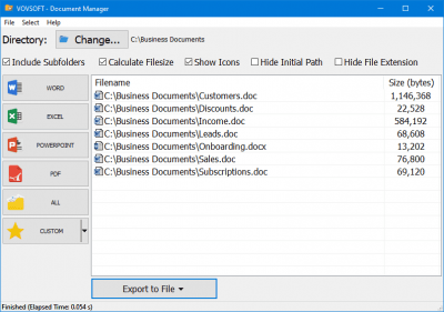 Screenshot of the application Vovsoft Document Manager - #1