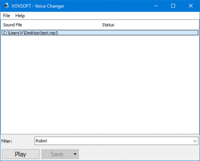 Screenshot of the application Vovsoft Voice Changer - #1