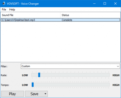 Screenshot of the application Vovsoft Voice Changer - #2