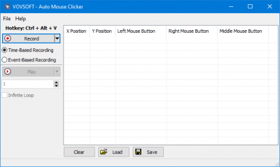 Screenshot of the application Vovsoft Auto Mouse Clicker - #1