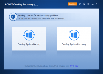 Screenshot of the application AOMEI OneKey Recovery - #1