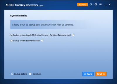 Screenshot of the application AOMEI OneKey Recovery - #2