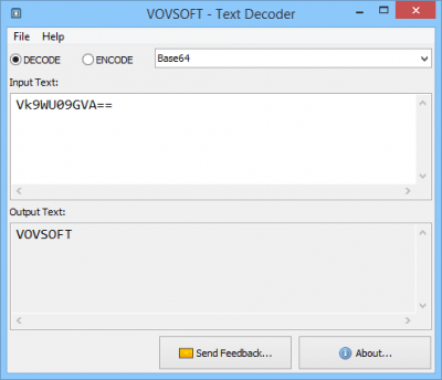 Screenshot of the application Text Decoder And Encoder - #1