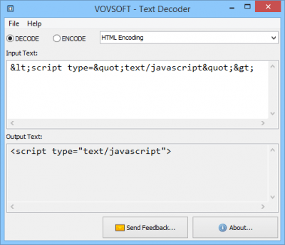 Screenshot of the application Text Decoder And Encoder - #3