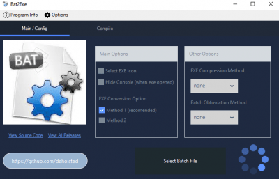 Screenshot of the application Bat2Exe - #1