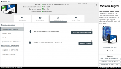 Screenshot of the application Western Digital SSD Dashboard (WD SSD Dashboard) - #3