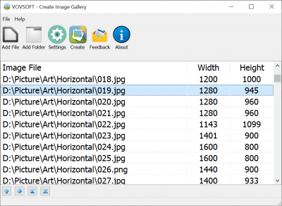 Screenshot of the application Vovsoft Create Image Gallery - #1