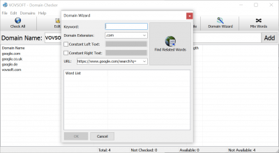 Screenshot of the application Vovsoft Domain Checker - #3