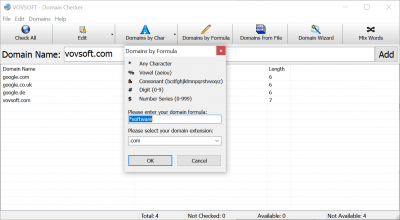 Screenshot of the application Vovsoft Domain Checker - #4