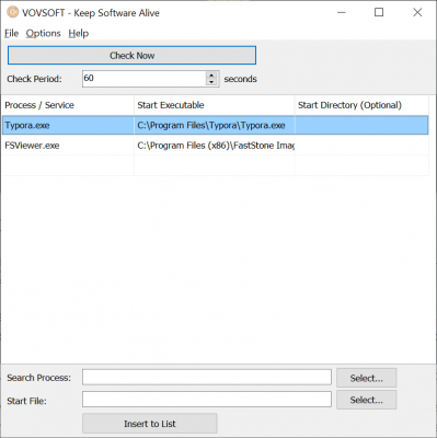 Screenshot of the application Vovsoft Keep Software Alive - #1
